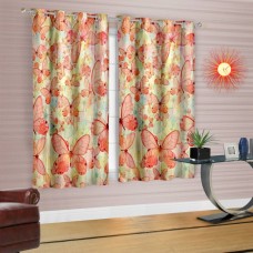 Deals, Discounts & Offers on Home Decor & Festive Needs - Cortina Polyester Orange Printed Eyelet Window Curtain  (150 cm in Height, Single Curtain)