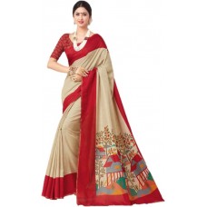 Deals, Discounts & Offers on Women Clothing - Miraan Printed Bhagalpuri Linen Saree  (Multicolor)
