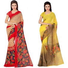 Deals, Discounts & Offers on Women Clothing - Divastri Printed Daily Wear Faux Georgette Saree