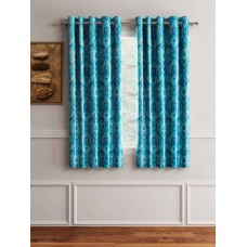Deals, Discounts & Offers on Home Decor & Festive Needs - Flipkart SmartBuy Polyester Dark Blue Self Design Eyelet Window Curtain