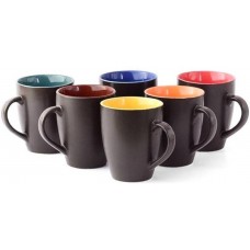 Deals, Discounts & Offers on Cookware - Krishna Large Black Mat Finish Ceramic Tea & Coffee Cup (Multicolor, Pack of 6)
