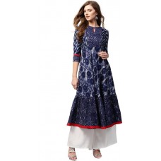 Deals, Discounts & Offers on Women Clothing - Libas Abstract Women's Anarkali Kurta  (Blue)