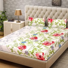 Deals, Discounts & Offers on Home & Kitchen - Status Polyester Floral Double Bedsheet 