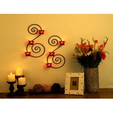 Deals, Discounts & Offers on Home Decor & Festive Needs - Hosley 2 Piece Metal Decorative Wall Sconce with Red Glass and Free Tea Lights
