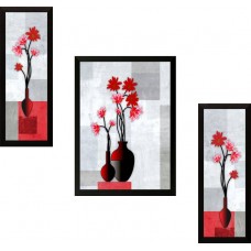 Deals, Discounts & Offers on Home Decor & Festive Needs - SAF Set of 3 Flowers Digital Reprint Painting  