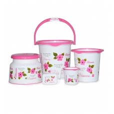Deals, Discounts & Offers on Kitchen Containers - Cello Blossom 5 Piece Plastic Bucket, Small, Pink