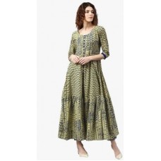 Deals, Discounts & Offers on Women Clothing - Libas Beige Printed Cotton Kurta