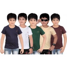 Deals, Discounts & Offers on Kid's Clothing - Get 70% Off on Dongli Boys Solid T Shirt  (Multicolor, Pack of 5)