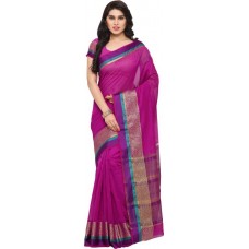 Deals, Discounts & Offers on Women Clothing - Kvsfab Plain Banarasi Cotton Saree  (Pink)