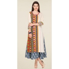 Deals, Discounts & Offers on Women Clothing - Varanga Beige Embroidered Kurta