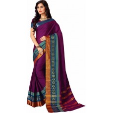 Deals, Discounts & Offers on Women Clothing - Miraan Printed Chettinadu Cotton Saree  (Purple)