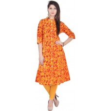Deals, Discounts & Offers on Women Clothing - Palakh Printed Women Frontslit Kurta  (Yellow)