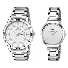 Deals, Discounts & Offers on Men & Women Fashion - Adamo Designer (Day & Date) Couple Combo Analogue White Wrist Watch 