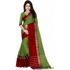 Deals, Discounts & Offers on Women Clothing - Bombey Velvat Fab Woven  Kanjivaram Cotton Silk Saree