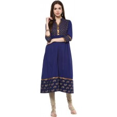 Deals, Discounts & Offers on Women Clothing - M&D Printed Women's Anarkali Kurta  (Blue)