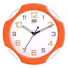 Deals, Discounts & Offers on Home Decor & Festive Needs - Estilo Plastic Analog Wall Clock (26 cm x 26 cm x 5 cm, Orange, ES9732ORANGE)