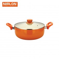 Deals, Discounts & Offers on Cookware - Nirlon Aluminium Casserole with Glass Lid, 3.6 Litres, Orange