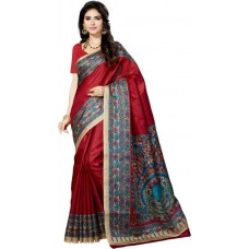 Deals, Discounts & Offers on Women Clothing - Rani Saahiba Printed Bhagalpuri Art Silk Saree  (Maroon)