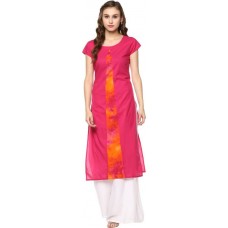 Deals, Discounts & Offers on Women Clothing - Krapal Casual Solid Women Kurti  (Pink, Orange)