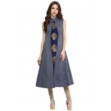 Deals, Discounts & Offers on Women Clothing - Aahwan Women's Blue Denim A-line Long Kurti