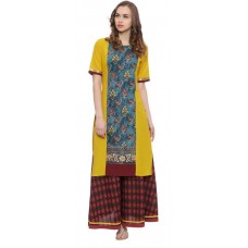 Deals, Discounts & Offers on Women Clothing - Avaana Solid Women Straight Kurta  (Yellow)