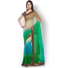 Deals, Discounts & Offers on Women Clothing - Parisha Embroidered Fashion Georgette Saree  (Beige)