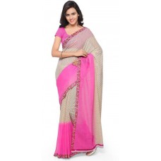 Deals, Discounts & Offers on Women Clothing - Anand Sarees Printed Daily Wear Synthetic Georgette Saree  (Pink)
