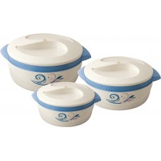 Deals, Discounts & Offers on Cookware - Nayasa Floriana Small Plastic Casserole Set, 3-Pieces, Blue
