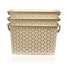 Deals, Discounts & Offers on Kitchen Containers - BMS Lifestyle 3 Piece Plastic Basket, 3.8 Liters, Ivory (BMSAMYA43)