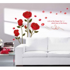 Deals, Discounts & Offers on Home Decor & Festive Needs - Decals Design 'Romantic Rose Flowers' Wall Sticker