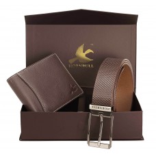 Deals, Discounts & Offers on Watches & Wallets - Hornbull Men's Brown Wallet and Belt Combo BW6995