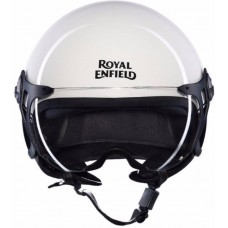 Deals, Discounts & Offers on Car & Bike Accessories - Royal Enfield Zero - Blk Stripe Motorbike Helmet  (White)