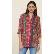 Deals, Discounts & Offers on Women Clothing - Globus Pink & Blue Printed Top