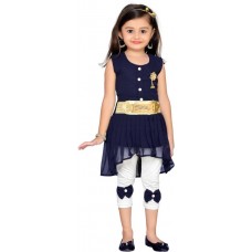 Deals, Discounts & Offers on Kid's Clothing - Adiva Girls Midi/Knee Length Party Dress  (Dark Blue, Sleeveless)