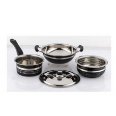 Deals, Discounts & Offers on Cookware - Mahavir 4Pc Metallic Black Induction Lpg Compatible Cookware Set 