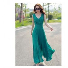 Deals, Discounts & Offers on Women Clothing - Westchic V NECK GREEN CONNECTION Long Dress
