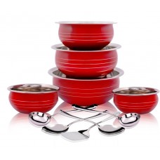 Deals, Discounts & Offers on Cookware - Classic Essentials red handi set with 5 serving tool Induction Bottom Cookware Set  