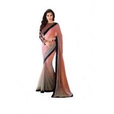 Deals, Discounts & Offers on Women Clothing - Glory sarees Grey Georgette Self Design Saree With Blouse