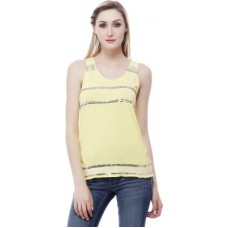 Deals, Discounts & Offers on Laptops - Clo Clu Party Sleeveless Embellished Women's Yellow Top