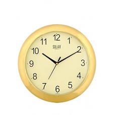 Deals, Discounts & Offers on  -  Solar Round Plastic Wall Clock (26 cm x 26 cm x 3 cm, Gold)