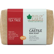 Deals, Discounts & Offers on  -  Bliss of Earth Moroccan Red Clay Tea Tree Ayurvedic Castile Bar Soap With Organic Shea Butter 100GM