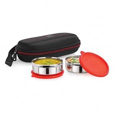 Deals, Discounts & Offers on Home & Kitchen - Cello Max Fresh Super Steel Lunch Box Set, 2-Pieces, Red