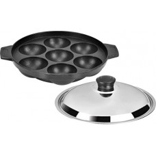 Deals, Discounts & Offers on Home & Kitchen -  Tosaa Non-stick 7 Cavity Appam Patra with Lid, 17cm