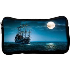Deals, Discounts & Offers on  - Snoogg Cool Ship In Sea Poly Canvas Student Pen Pencil Case Coin Purse Utility Pouch Cosmetic Makeup Bag