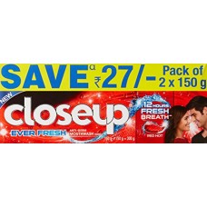 Deals, Discounts & Offers on Personal Care Appliances -  Closeup Ever Fresh Red Hot Gel Toothpaste - 150g (Pack of 2, Save Rupees 27)