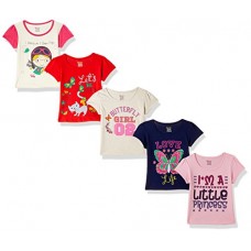 Deals, Discounts & Offers on  - [Size: 6M] Donuts Baby Girls' Plain Regular Fit T-Shirt (Pack of 5)
