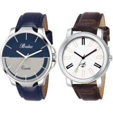 Deals, Discounts & Offers on Watches & Wallets - Britex BT7022+7023 Perfect Multicolor Leather Strap Combo Pack of 2 Analog Watch - For Men
