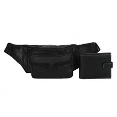 Deals, Discounts & Offers on  -  K London Stylish Waist Bag & Mens Wallet Combo Set (268_blk-1418_black)