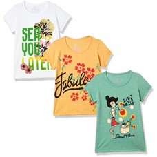Deals, Discounts & Offers on  - Fort Collins Girls' Floral Regular Fit T-Shirt (Pack of 3) (Size 3-5Y)
