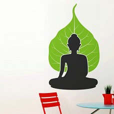 Deals, Discounts & Offers on  -  Decals Design 'Buddha with Leaf Background' Wall Sticker (PVC Vinyl, 70 cm x 50 cm)